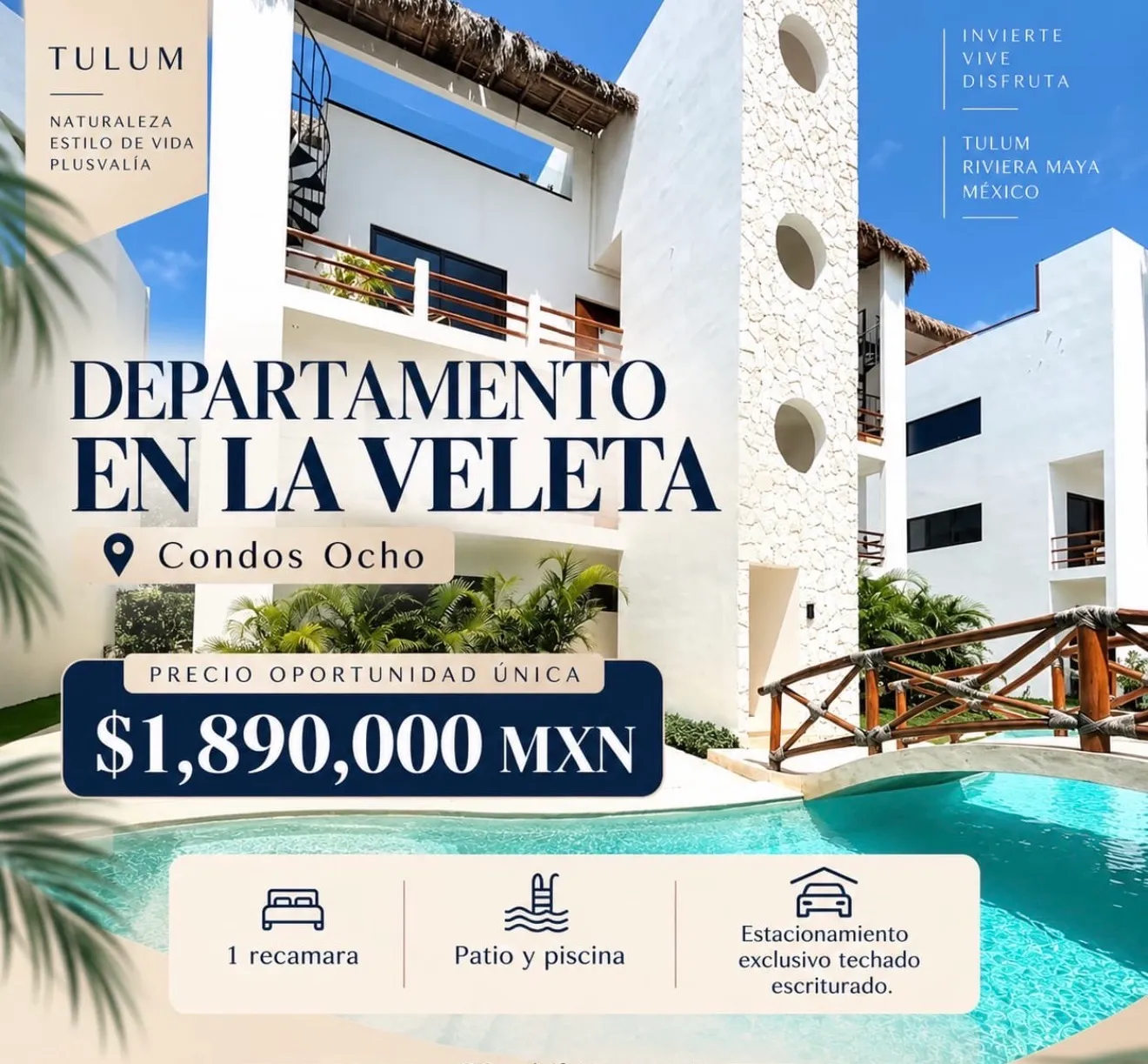 1 BDR PLANTA BAJA CON JARDIN - ALBERCA PRIVADA