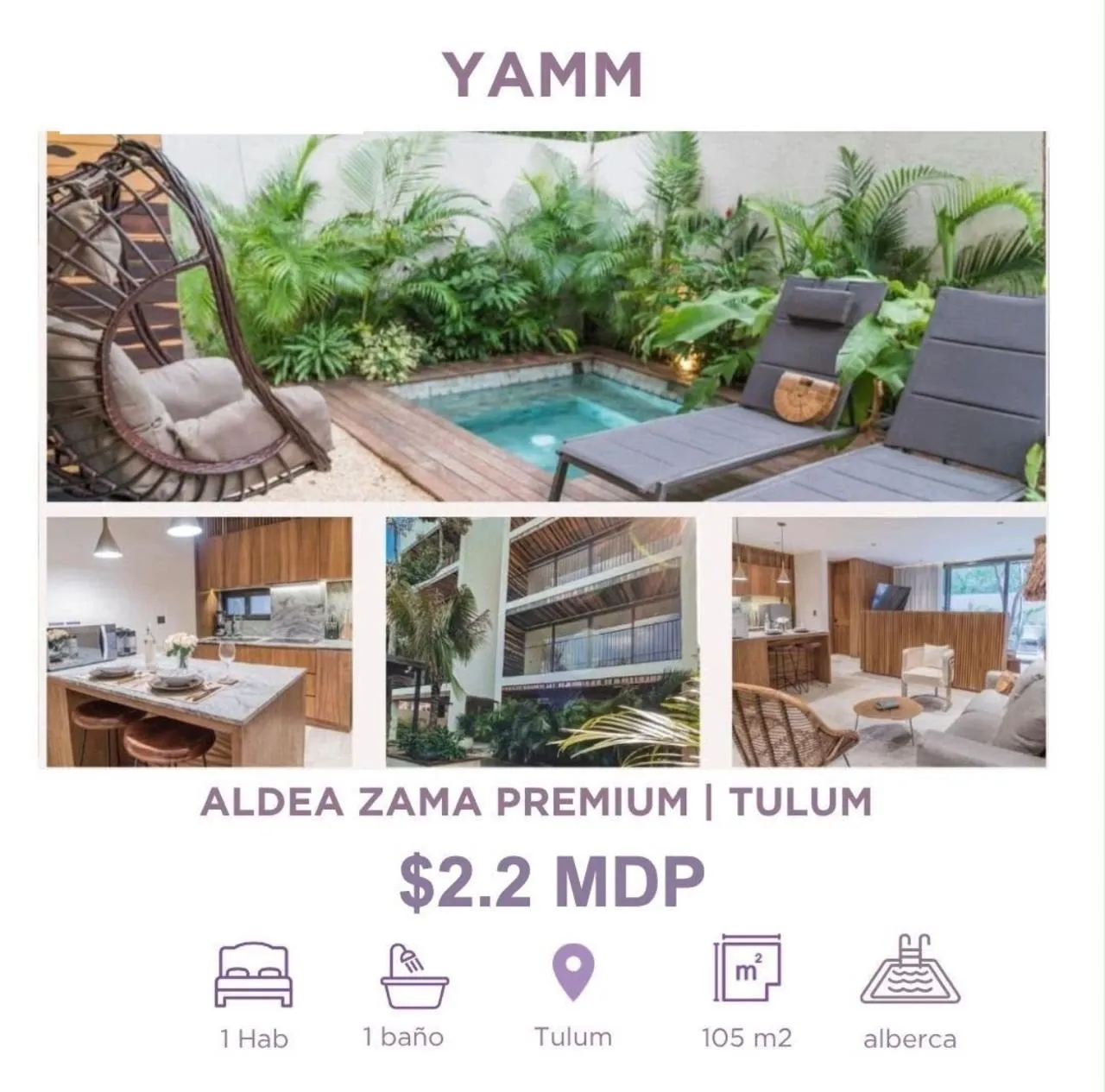 YAM 1 RECAMARA - PLANTA BAJA- JARDIN -ALBERCA